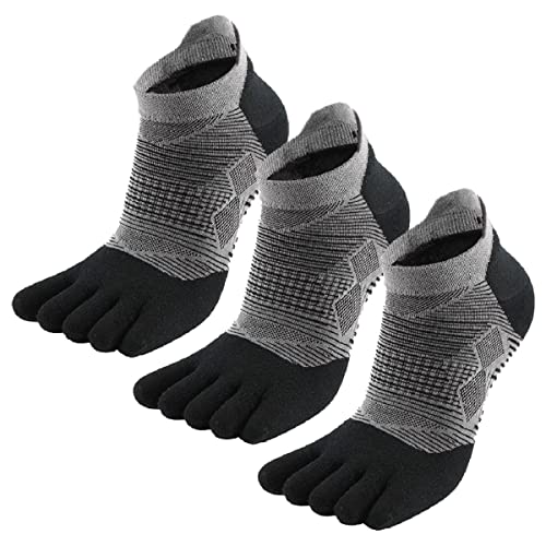 MeiKan Zehensocken,COOLMAX Fünf-Finger-Laufsocken Herren und Damen （3Pairs） Schnelltrocknende Outdoor-Marathon-Sportsocken (39-43, Schwarz) von MeiKan