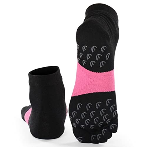 MeiKan Zehensocken,Coolmax Yogasocken/Laufsocken für Herren&Damen, rutschfeste Sneaker Socken für verschiedene Sportarten (37-40, Schwarz-Rosa) von MeiKan