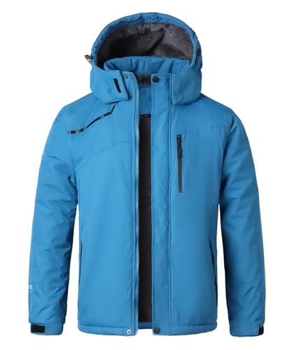 MayLayM Herren Winter Wasserdichte Verdickt Warm Winddichte Winterjacke Warme Fleece-Futter Ski Regenmantel mit Kapuze Wanderjacke Softshell Jacke Outdoor Funktionsjacke von MeiLayM