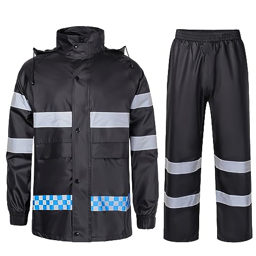 MayLayM Herren & Damen Regenanzug Reflektierender Wasserdichter Anzug Outdoor Regenmantel Winddicht Hooded Regenjacke Arbeit Regenanzug von MeiLayM