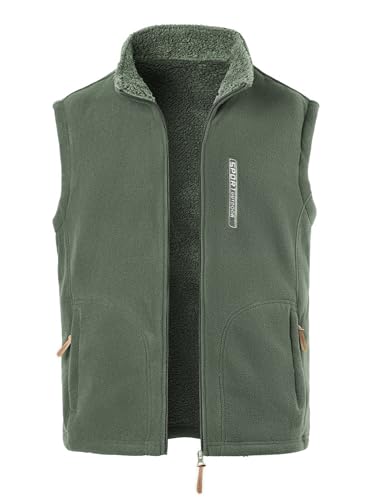 MeiLayM Herren Fleeceweste Stehkragen Outdoor Westen Casual Winterweste für Männer Warm Ärmellos Fleecejacke Leicht Warm Weste mit Reißverschlusstaschen mit Plüsch Gefüttert,Grün,XXL MeiLayM Herren Fleeceweste Stehkragen Outdoor Westen Casual Winterweste für Männer Warm Ärmellos Fleecejacke Leicht Warm Weste mit Reißverschlusstaschen mit Plüsch Gefüttert,Grün,XXL von MeiLayM