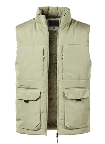 MeiLayM Herren Fleeceweste Winter Warme Outdoor Weste mit Vielen Taschen Ärmellose Anglerweste Hiking Vest Ärmellos Jacke mit Stehkragen Einschubtaschen Kuschelig-warm Gefüttert Weste von MeiLayM