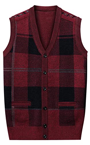 MeiLayM Herren Herbst Winter Pullunder Strickweste V-Ausschnitt Ärmellos Cardigan mit Knopfleiste Herrenweste Pullover Strickjacken Feinstrick Pullover Ärmellose Pullunder Weste mit Taschen von MeiLayM