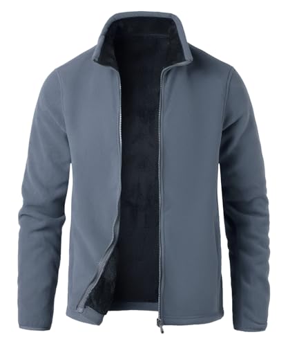 MeiLayM Herren Herbst Winter Stehkragen Fleece Jacke Microfleece Full Zip Jacke warmem Plüsch Futter Sweatshirt von MeiLayM