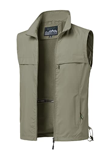 MeiLayM Herren Outdoor Angelweste Multi Pocket Weste Sommer Schnell Trocknende Weste Sport Reißverschluss Weste Fotografie Camping Jagd Bergsteigen ärmellose Jacke von MeiLayM