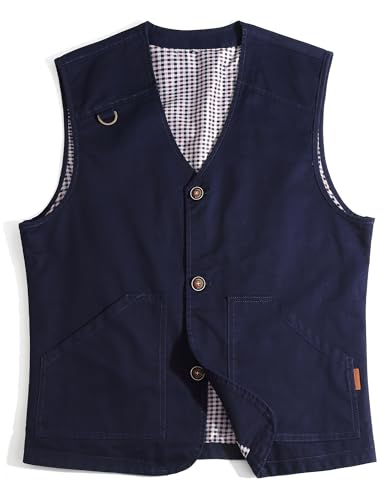 MeiLayM Herren Outdoor Weste Anglerweste Atmungsaktiv Multifunktionsweste Leicht Fotografie Weste Camping Wandern Weste Freizeit Ärmellos Jacke Vintage-Westen Blau,S von MeiLayM