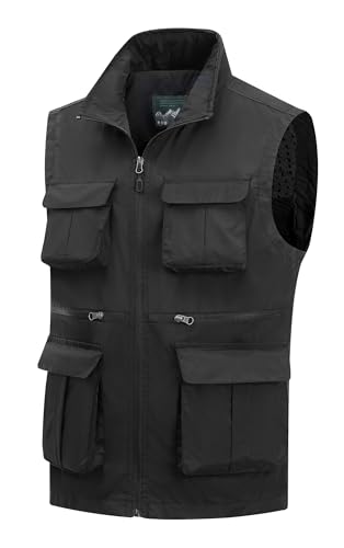 MeiLayM Herren Outdoor Weste Atmungsaktiv Ärmellose Jacke Schwarz 3XL von MeiLayM