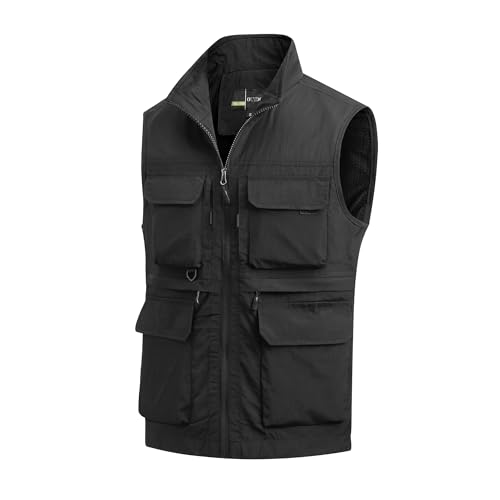 MeiLayM Herren Outdoor Weste Anglerweste mit Vielen Taschen Schnelltrocknende Sport Weste Atmungsaktiv Freizeitweste Leicht Multifunktionsweste Jagd Fotografie Ärmellos Jacke Schwarz,S MeiLayM Herren Outdoor Weste Anglerweste mit Vielen Taschen Schnelltrocknende Sport Weste Atmungsaktiv Freizeitweste Leicht Multifunktionsweste Jagd Fotografie Ärmellos Jacke Schwarz,S von MeiLayM