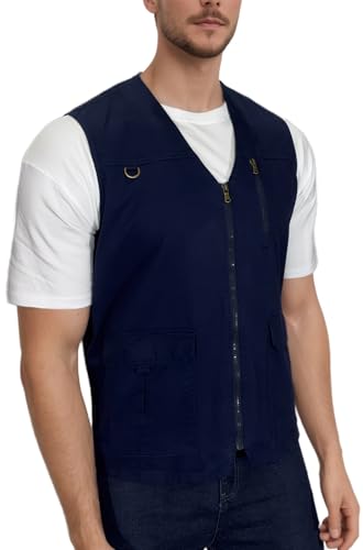 MeiLayM Herren Outdoor Weste Arbeitsweste Anglerweste Schnelltrocknende Freizeitweste Ärmellos Sport Weste Jagd Fotografie Weste Camping Multifunktionsweste Blau,4XL von MeiLayM