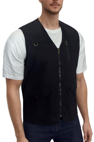 MeiLayM Herren Outdoor Weste Arbeitsweste Anglerweste Schnelltrocknende Freizeitweste Ärmellos Sport Weste Jagd Fotografie Weste Camping Multifunktionsweste Schwarz,L MeiLayM Herren Outdoor Weste Arbeitsweste Anglerweste Schnelltrocknende Freizeitweste Ärmellos Sport Weste Jagd Fotografie Weste Camping Multifunktionsweste Schwarz,L von MeiLayM