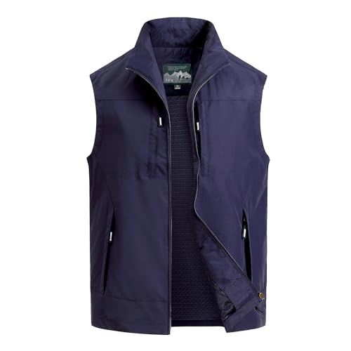 MeiLayM Herren Outdoor Weste Atmungsaktiv Anglerweste Sommer Schnelltrocknend Weste Vielen Taschen Weste Freizeit Ärmellos Jacke Camping Safari Fotografie Weste Blau,3XL von MeiLayM
