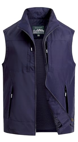 MeiLayM Herren Outdoor Weste Atmungsaktiv Anglerweste Sommer Schnelltrocknend Weste Vielen Taschen Weste Freizeit Ärmellos Jacke Camping Safari Fotografie Weste Blau,M von MeiLayM