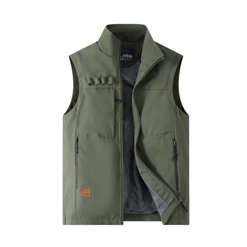 MeiLayM Herren Outdoor Weste Atmungsaktiv Sport Weste Anglerweste Leicht Ärmellos Jacke Sommer Multi Pocket Weste Camping Wandern Armeegrün,XXL MeiLayM Herren Outdoor Weste Atmungsaktiv Sport Weste Anglerweste Leicht Ärmellos Jacke Sommer Multi Pocket Weste Camping Wandern Armeegrün,XXL von MeiLayM