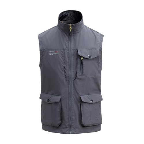 MeiLayM Herren Outdoor Weste mit Vielen Taschen Ärmellose Anglerweste Leicht Atmungsaktiv Ärmellose Jacke Jagd Fotografie Camping Sommer Multifunktionsweste Nylon Angeln Weste von MeiLayM