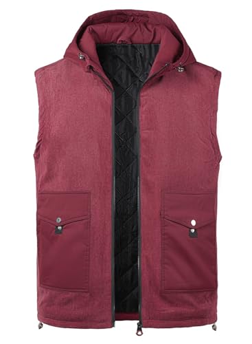 MeiLayM Herren Steppweste mit Kapuze Winterweste Winddichte Outdoor Dicke Freizeit Bodywarmer Gilet Ärmellos Jacke Sport Kapuze von MeiLayM