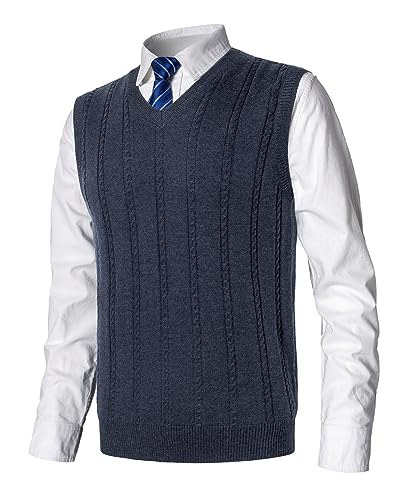 MeiLayM Herren Strickjacken Tanktops Wollweste für Männer West Strickweste Pullunder Slim Fit V-Ausschnitt Pulloverwestee Casual Ärmellos Knit Pullunder für Herbst Winter von MeiLayM