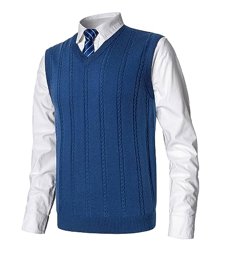 MeiLayM Herren Strickjacken Tanktops Wollweste für Männer West Strickweste Pullunder Slim Fit V-Ausschnitt Pulloverwestee Casual Ärmellos Knit Pullunder für Herbst Winter von MeiLayM