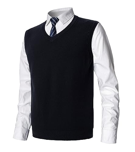 MeiLayM Herren Winter V-Ausschnitt Sleeveless Weste Pullunder Strickweste Ärmellose Klassische Pullover Weste Freizeit Gestrickte Business West Slim Fit Einfarbig Gentleman Weste von MeiLayM