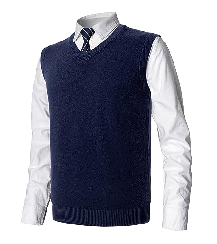 MeiLayM Herren Winter V-Ausschnitt Sleeveless Weste Pullunder Strickweste Ärmellose Klassische Pullover Weste Freizeit Gestrickte Business West Slim Fit Einfarbig Gentleman Weste von MeiLayM