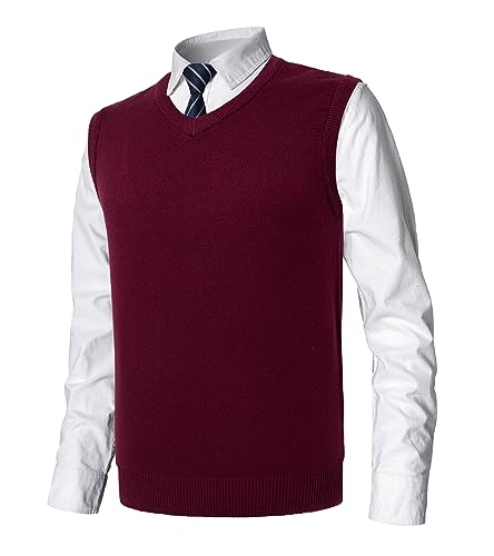 MeiLayM Herren Winter V-Ausschnitt Sleeveless Weste Pullunder Strickweste Ärmellose Klassische Pullover Weste Freizeit Gestrickte Business West Slim Fit Einfarbig Gentleman Weste von MeiLayM