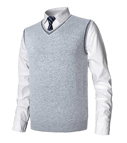 MeiLayM Herren Winter V-Ausschnitt Sleeveless Weste Pullunder Strickweste Ärmellose Klassische Pullover Weste Winterpullover Wollweste Strick-Pullover Slim Fit Einfarbig Gentleman Weste von MeiLayM