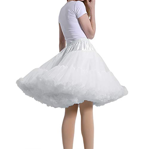 MeiLiMiYu Damen Petticoat Rock Erwachsene Puffy Tutu Rock Layered Ballett Tüll Pettiskirts Kleid Kostüm Unterrock, Weiss/opulenter Garten von MeiLiMiYu