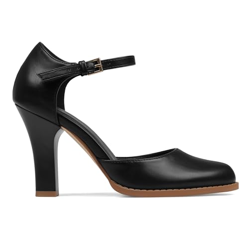 MeiLuSi Mary Janes Damen-Pumps mit geschlossenem Zehenbereich, Knöchelriemen, spitz, Vintage-Stil, Partyschuhe, Schwarz, 39.5 EU MeiLuSi Mary Janes Damen-Pumps mit geschlossenem Zehenbereich, Knöchelriemen, spitz, Vintage-Stil, Partyschuhe, Schwarz, 39.5 EU von MeiLuSi