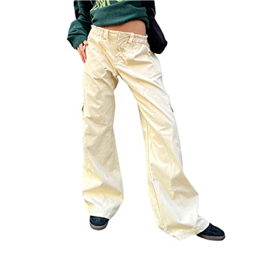 Cargohose Damen Baggy Xs High Waist Weite Beine Jogginghose Hose Freizeithose Frauen Mit Kordelzug Und Taschen Mädchen Pants Gerade Hosen Hip Hop Lose Lässige Teenager Für Freizeit Outdoor Jogger von MeiLyviba