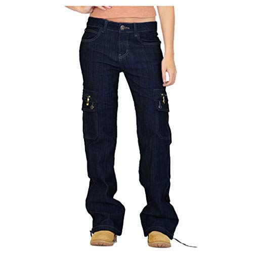 Cargohose Damen Jeans High Waist Loose Trainingshose Sporthose Jogginghose Frauen Mit Kordelzug Und Taschen Mädchen Lang Hosen Sommerhose Casual Hip Hop Hip Hop Teenager Für Freizeit Outdoor Jogger von MeiLyviba