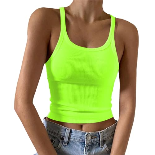 Damen Tank Top Ärmellose Sommer T Shirt Baumwolle Tops Rundhals Oberteile Basic von MeiLyviba