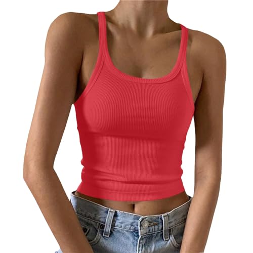 Damen Tank Top Ärmellose Sommer T Shirt Baumwolle Tops Rundhals Oberteile Basic von MeiLyviba