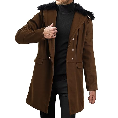 Herren Mantel Slim Fit Einfarbige Vintage Herrenmantel Jacke Windjacke Outdoorjacke Wintermantel Freizeit Business Dicker Langer Übergangsmantel Frühling Lässiger Winter Wollmantel Mittellänge von MeiLyviba