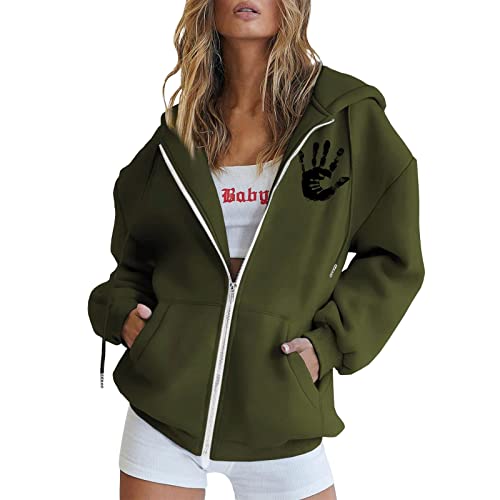 Hoodie Damen Hoodie Mit Kapuze Und Reißverschluss Hoody Outdoor Fitness Zip Sweatjacke Kapuzenpullover College Oversize Übergangsjacke Hoodie Y2K Einfarbig Leicht Jacke Sweatshirt Kapuzenjacke von MeiLyviba