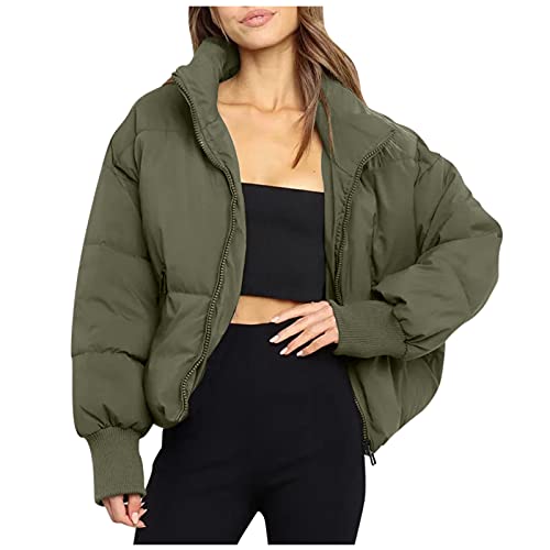 Kurze Daunenjacke Damen ohne Kapuze Leicht Zip Winter Schwarz Weiß Winterjacke Jacke Winterparka Übergangsmantel Parka Winterparka Stehkragen Steppjacke Softshelljacke Übergangsjacke Teenager Mädchen von MeiLyviba