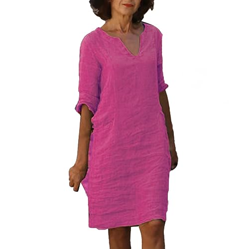 Leinenkleid Damen Sommer V-Ausschnitt Kurzarm Sommerkleid Knielang Leinenkleider Baumwolle Leinen Blusenkleid Casual Drucken Freizeitkleid Strandkleider A-Linie Kleid Luftige Leinen Kleidung Leinenkleid Damen Sommer V-Ausschnitt Kurzarm Sommerkleid Knielang Leinenkleider Baumwolle Leinen Blusenkleid Casual Drucken Freizeitkleid Strandkleider A-Linie Kleid Luftige Leinen Kleidung von MeiLyviba