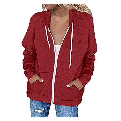 MeiLyviba Damen Kapuzenjacke Kapuzenpullover Vintage Oversize Sweatjacke Sweatshirt College Jacke Übergangsjacke Zip Hoodie Hoody Mit Kapuze Kapuzenjacke Y2K Teenager Mädchen Kaputzenpullis von MeiLyviba