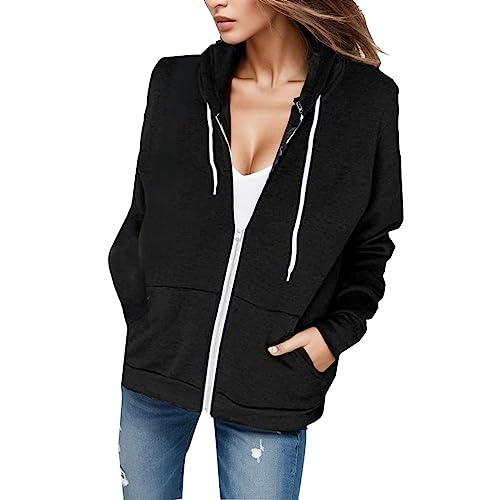 MeiLyviba Damen Kapuzenjacke Kapuzenpullover Vintage Oversize Sweatjacke Sweatshirt College Jacke Übergangsjacke Zip Hoodie Hoody Mit Kapuze Kapuzenjacke Y2K Teenager Mädchen Kaputzenpullis von MeiLyviba