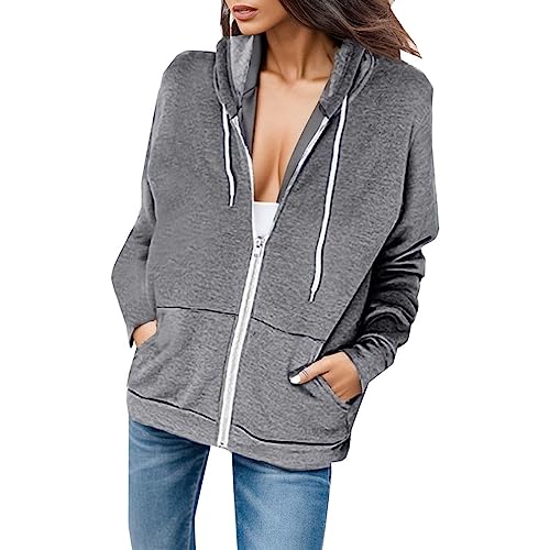 MeiLyviba Damen Kapuzenjacke Kapuzenpullover Vintage Oversize Sweatjacke Sweatshirt College Jacke Übergangsjacke Zip Hoodie Hoody Mit Kapuze Kapuzenjacke Y2K Teenager Mädchen Kaputzenpullis von MeiLyviba