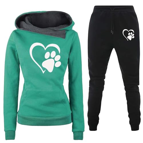 MeiLyviba Jogginganzug Damen Herbst Winter Gefütterte 2 Teiler Fitness Zweiteiler Heartbeat Sportanzug Hausanzug Elegant Y2k 2023 Trainingsanzug Große Größen Jogginganzug Hoodie Kuschelig Freizeit von MeiLyviba