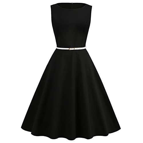 MeiLyviba Kleider Damen Neckholder 1950Er Abendkleider 50er 60er Jahre Kleid Hepburn Kostüm Hepburn Stil Rockabilly Petticoat Kleid Vintage Cocktailkleid Retro Kleider von MeiLyviba