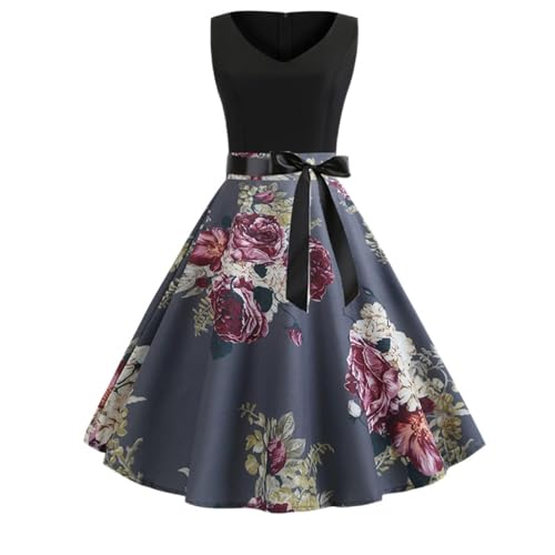 MeiLyviba Kleider Damen Vintage Cocktailkleid Retro Kleider Petticoat Kleid Hepburn Kostüm Neckholder 1950Er Abendkleider Hepburn Stil Rockabilly 50er 60er Jahre Kleid von MeiLyviba