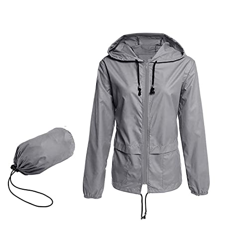 MeiLyviba Leicht Regenjacke Damen Wasserdicht Atmungsaktiv Faltbar Windbreaker Mit Kapuze Softshelljacke Fahrradjacke Dünne Sommerjacke Übergangsjacke Regenjacken & Mäntel Für Damen Ultraleichte von MeiLyviba