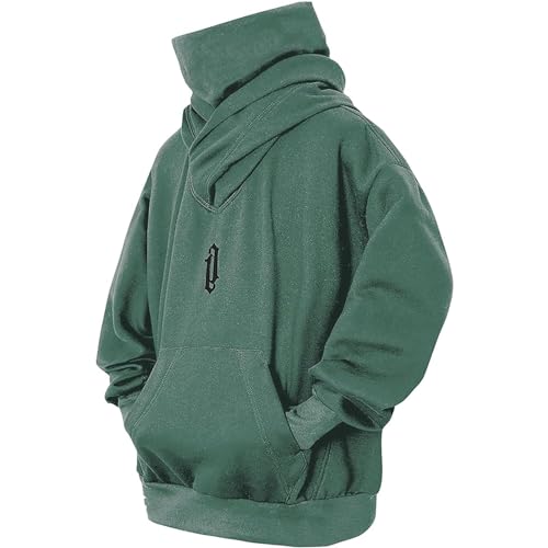 MeiLyviba Ninja Hoodie Herren Dicke Pulli Rollkragenpullover Harajuku Schalkragen Pullover Kapuzenpullover Vintage mit Kapuze Hoodie Oversized Fleece Fleecepulli Sweatshirts Sweater von MeiLyviba