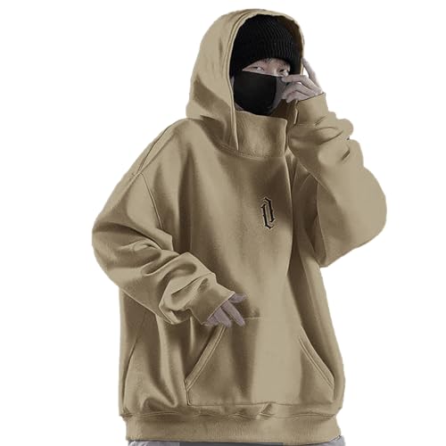 MeiLyviba Ninja Hoodie Herren Dicke Pulli Rollkragenpullover Harajuku Schalkragen Pullover Kapuzenpullover Vintage mit Kapuze Hoodie Oversized Fleece Fleecepulli Sweatshirts Sweater von MeiLyviba