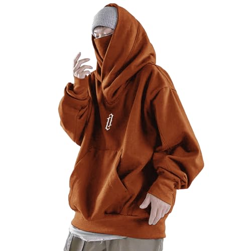 MeiLyviba Ninja Hoodie Herren Dicke Pulli Rollkragenpullover Harajuku Schalkragen Pullover Kapuzenpullover Vintage mit Kapuze Hoodie Oversized Fleece Fleecepulli Sweatshirts Sweater von MeiLyviba