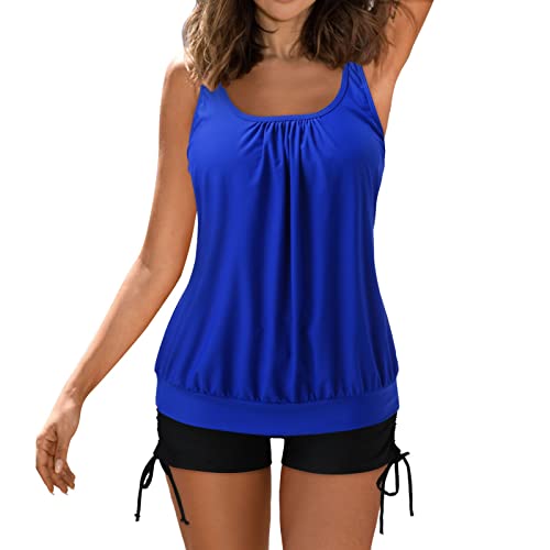 MeiLyviba Tankini Damen Set Zweiteilig Badeanzug mit BH V-Ausschnitt Badeanzüge für Damen Tankini Oberteil mit Badeshorts S-XXL von MeiLyviba