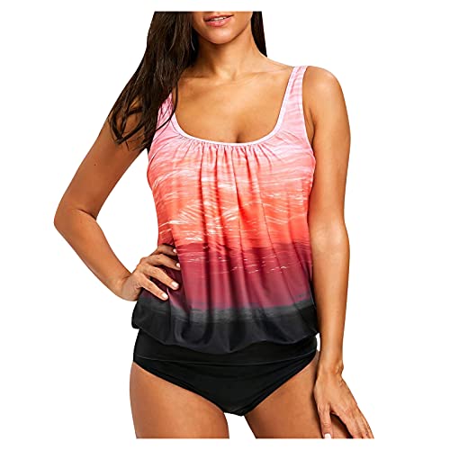 MeiLyviba Tankini Damen Zweiteilig Badeanzug Push Up Bademoden Bauchweg Tankini Set Drucken Oberteile Und Badeshorts Badeanzug Beachwear Zweiteiler Mit Pads Swimsuits Große Größen von MeiLyviba