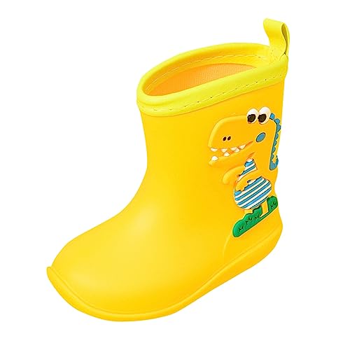 Regenschuhe Kinder Wasserdichte Stiefel Für Kleinkinder Jungen Mädchen Tier-Cartoon-Muster Gummistiefel Barfussschuhe Halbhoch Leichte Gelb Outdoor Unisex Regenstiefel Gummistiefel Regenschuhe von MeiLyviba