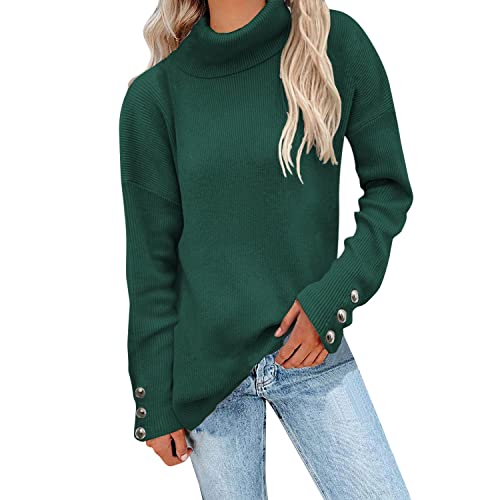 Rollkragenpullover Damen：Sweater Oversized Langarm Elegant Pullover Sweatshirt Grobstrick Casual Strickpullover Tops Winterpulli Pulli Strickoberteile Warmer Winter Rollkragen Oberteil Einfarbiges von MeiLyviba