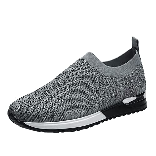 Sneaker Damen Schwarz Plateau Mesh Spitze Slip On Schuhe Turnschuhe Sportschuhe Leichtgewichts Atmungsaktiv Frauen Halbschuhe Freizeitschuhe Mesh Socks Plateau Casual Für Trekking Workout Running von MeiLyviba